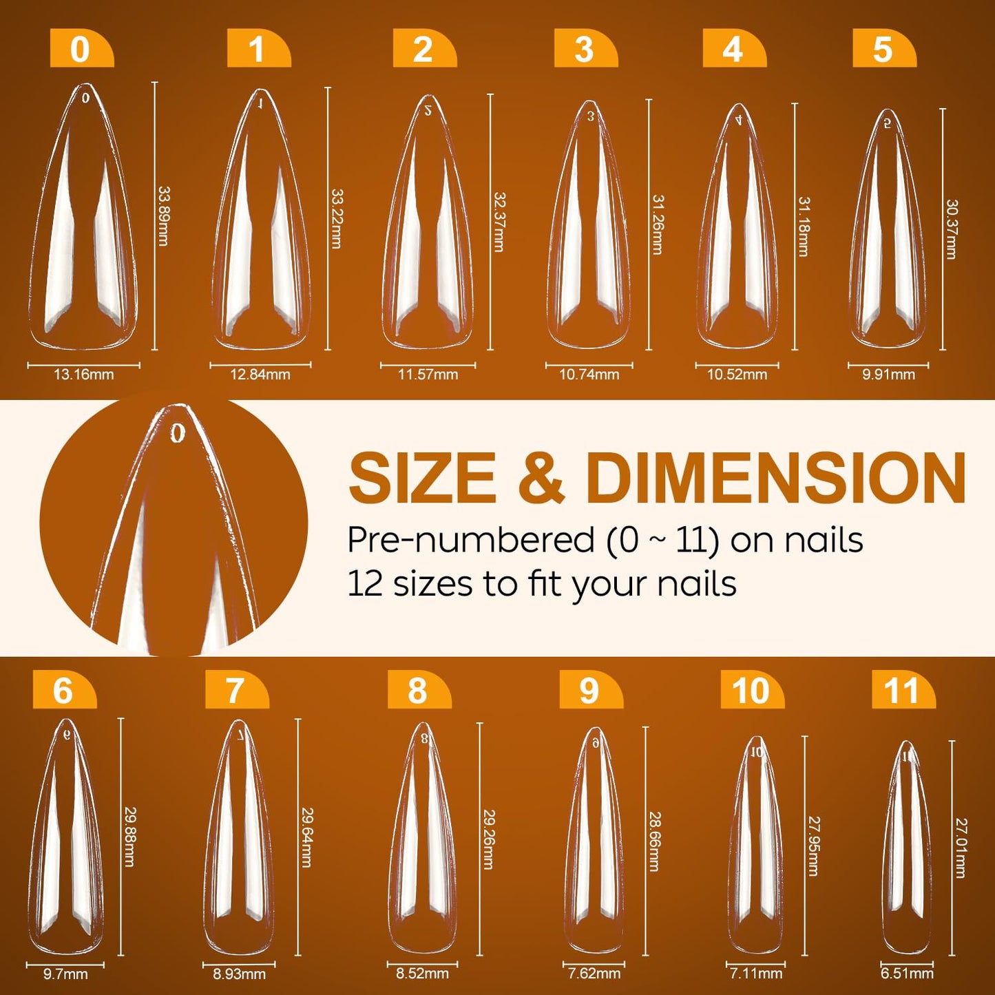 Nicedeco Gel Nail Tips Long Stiletto Shape Nails, 504Pcs Clear Soft Tips Full Cover False Nails for Gel Nail Extensions Press on
