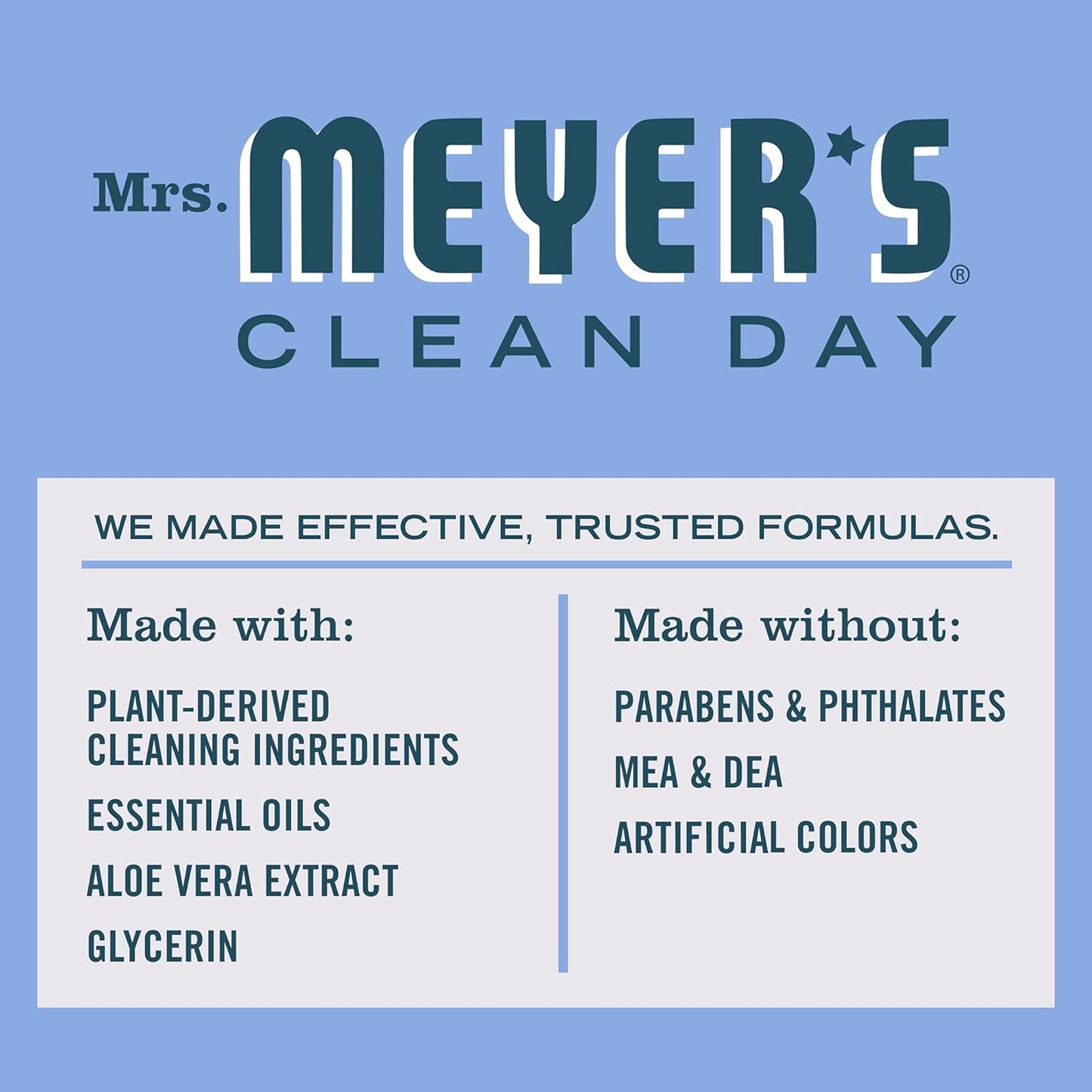 MRS. MEYER'S CLEAN DAY Liquid Dish Soap, Bluebell Scent, 16 Fl Oz bottle (Pack of 1)