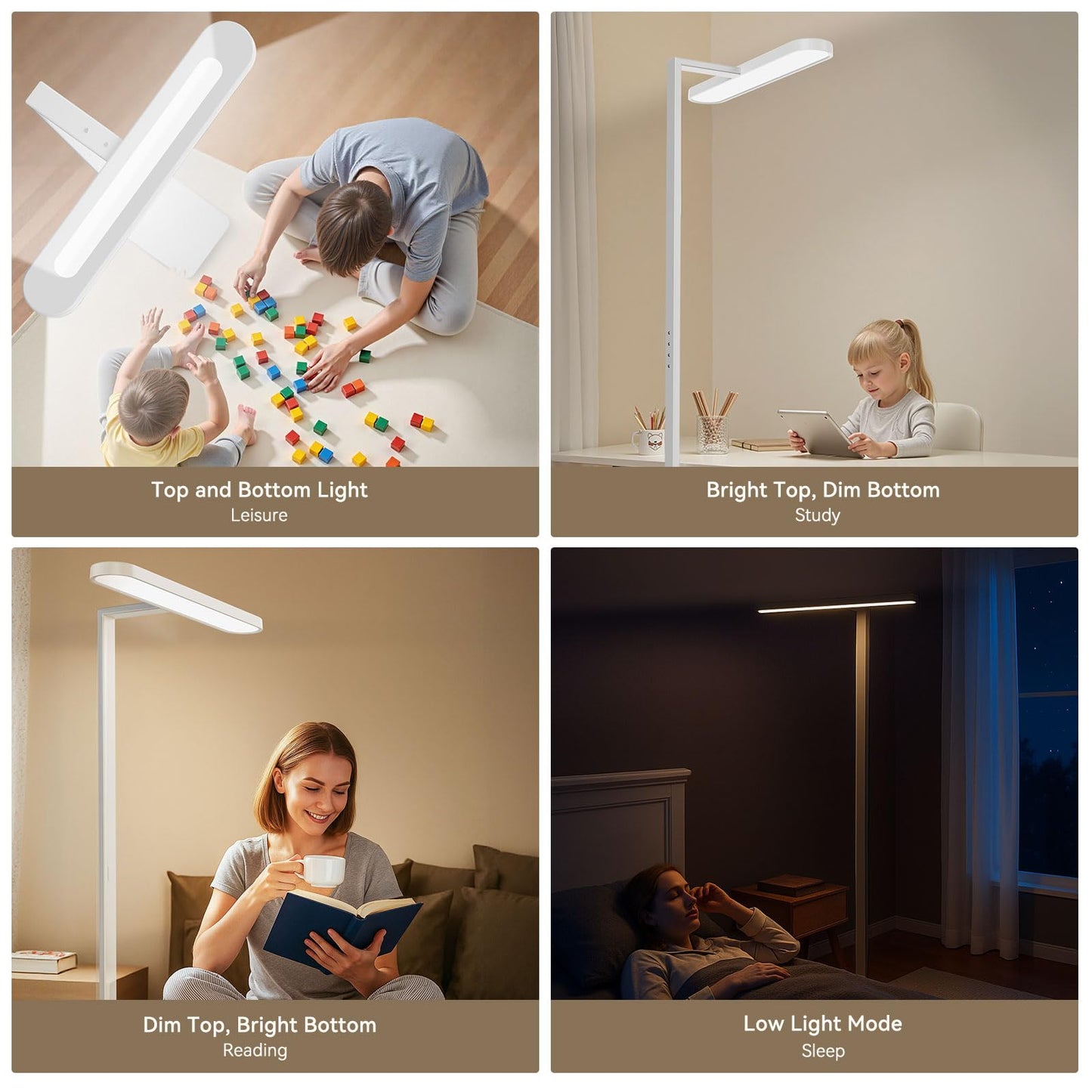 LASTAR Floor Lamp, 70in  LED Reading Lamp, 7 Brightness Levels, 4000K, 9000LM, White, Model SL015