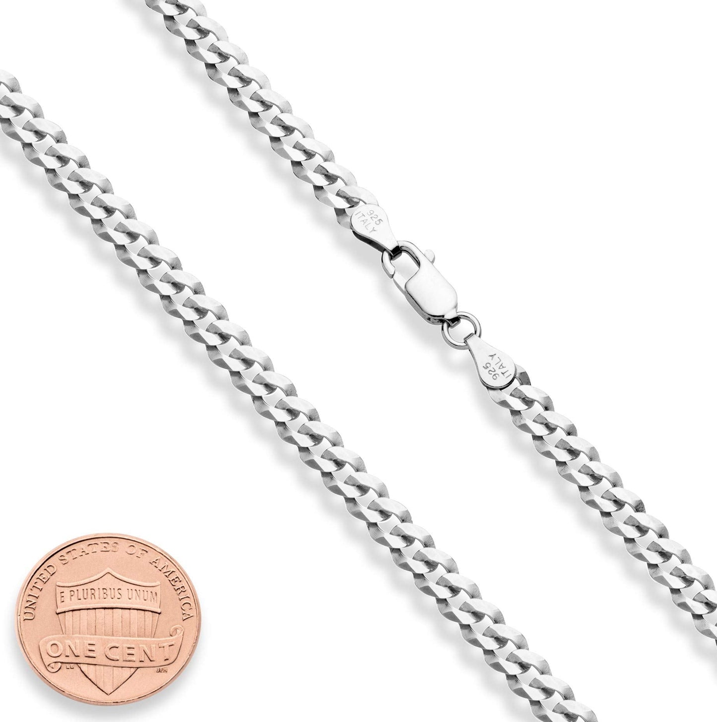 Miabella Solid 925 Sterling Silver Italian 5mm Diamond Cut Cuban Link Curb Chain Necklace for Women Men, Made in Italy (22 Inche