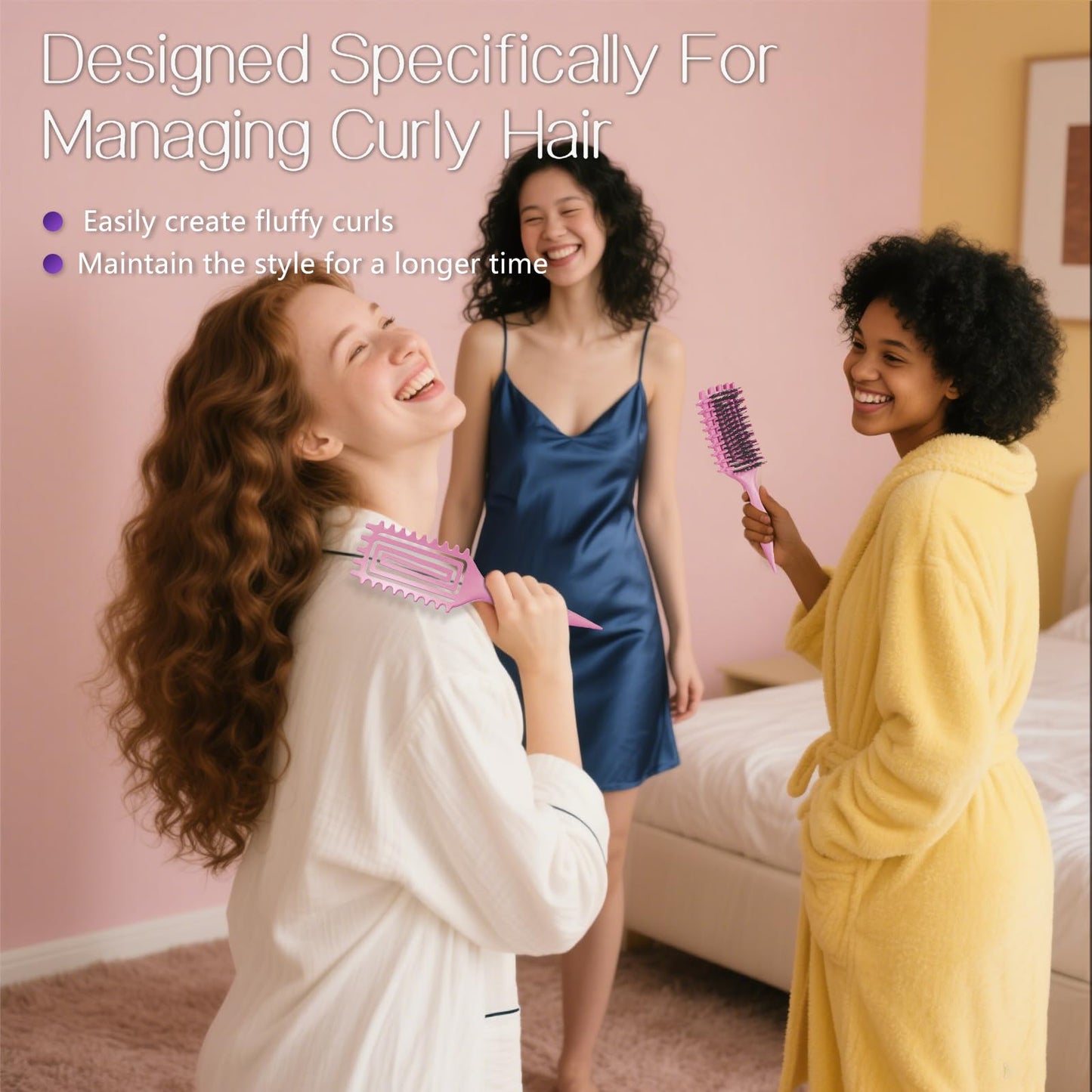Curly Hair Brush,Curl Defining Brush for Effortlessly Defined Curls & Waves,Vented Hair Brush for Wet & Dry Hair,Women and Men,R