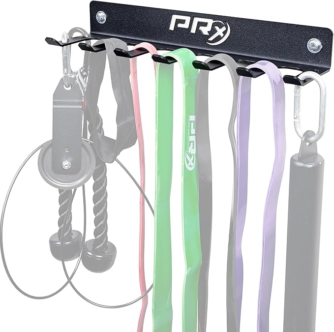 PRx Performance Wall-Mounted Gym Rack Organizer – Heavy-Duty Fitness Equipment Storage for Resistance Bands, Jump Ropes & ...