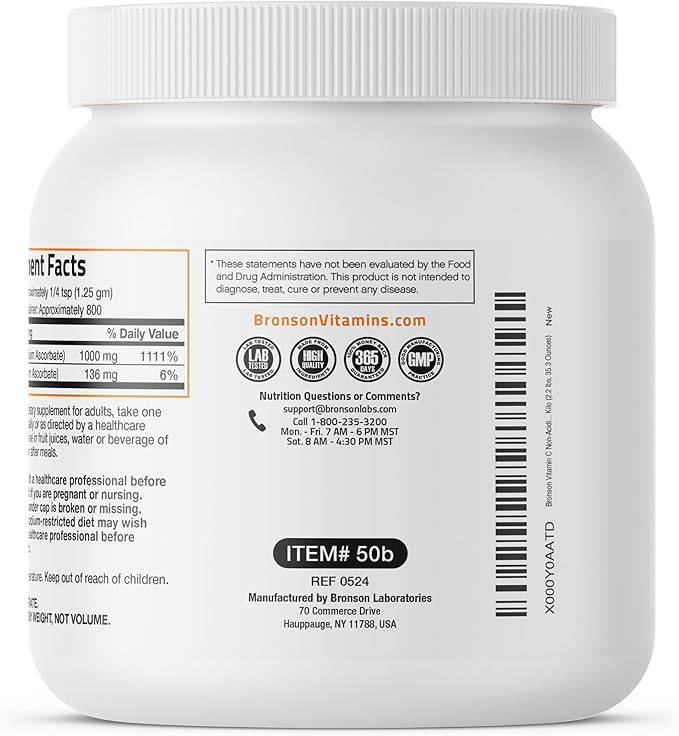 Non Acidic Vitamin C Powder Sodium Ascorbate Non GMO Soluble Fine Crystals - Healthy Immune System, Antioxidant and Cell Protection, 1 Kilogram (2.2 lbs, 35.3 Ounces)