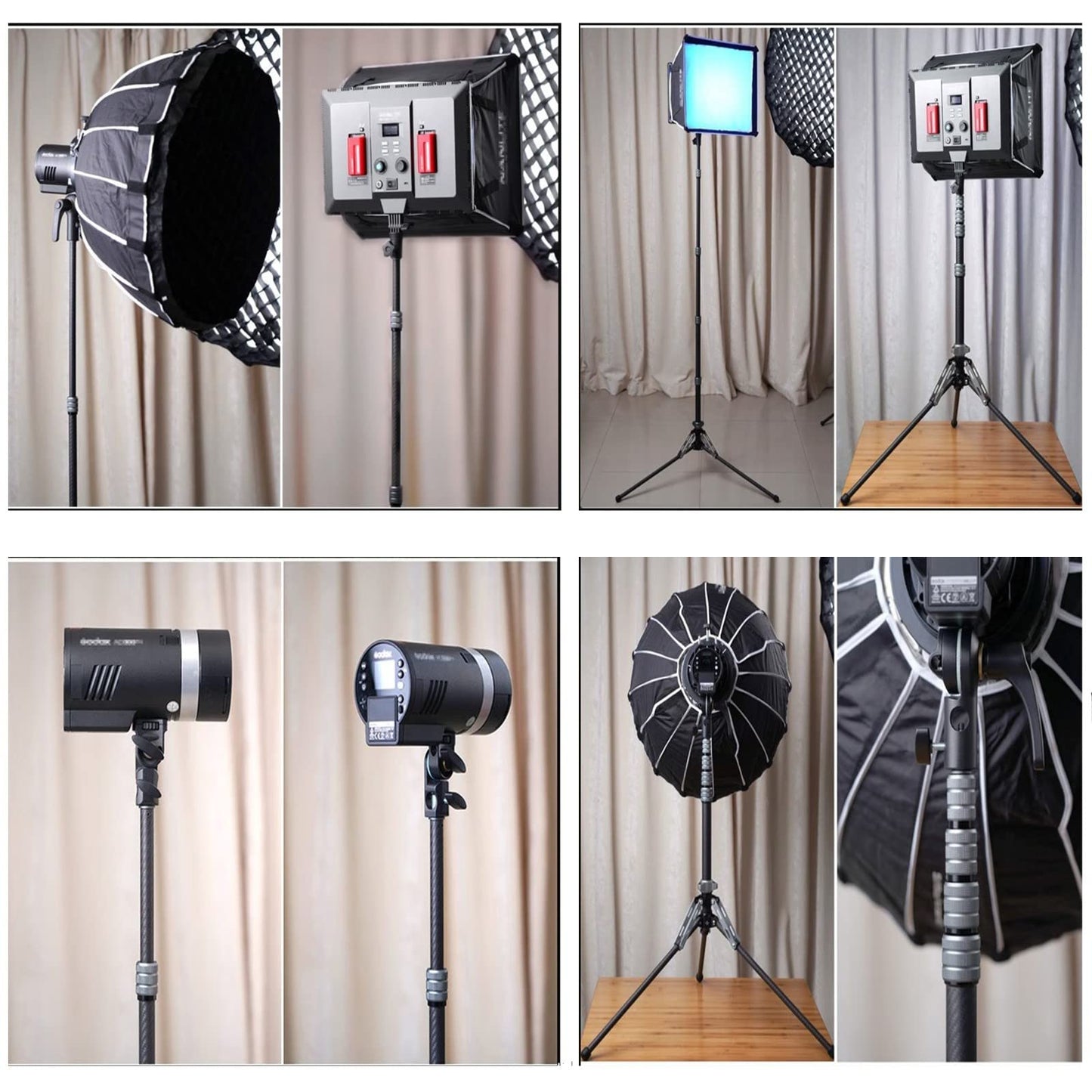Marsace MF-01 Carbon Fiber Light Stand Base Extendable Lamp Holder Portable Outdoor Travel Camera Studio Tripod