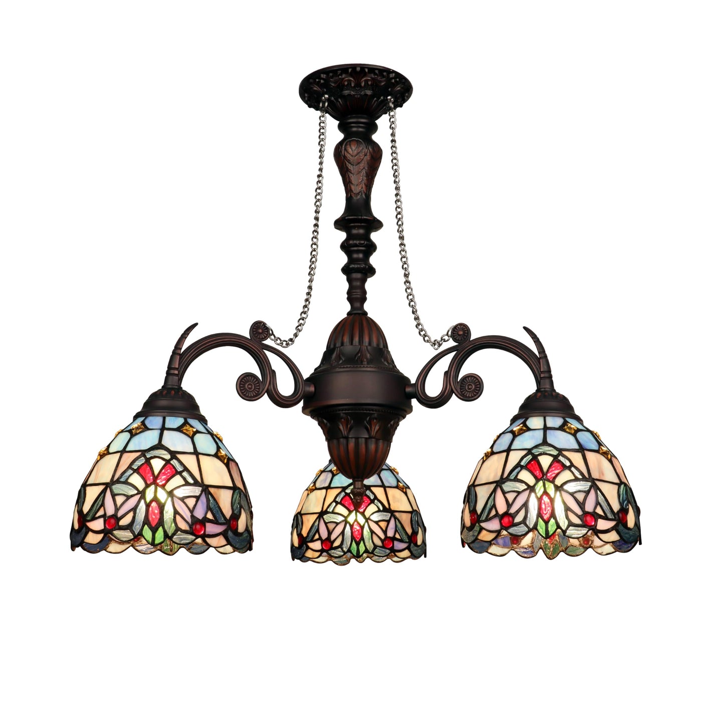 Chloe Lighting Mini Chandelier, Victorian-Style, Dark Bronze, 3-Light, 24in Wide, Glass, Model CH3T381VB24-DC3