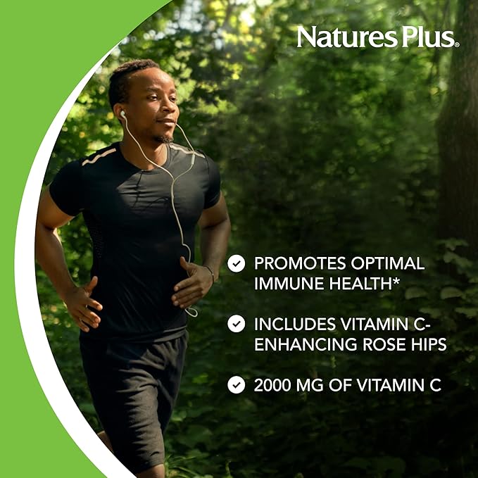 NaturesPlus Ultra-C 2000 mg - 90 Tablets - Vitamin C with Rose Hips - Immune & Antioxidant Support - Vegetarian, Gluten Free - 90 Servings