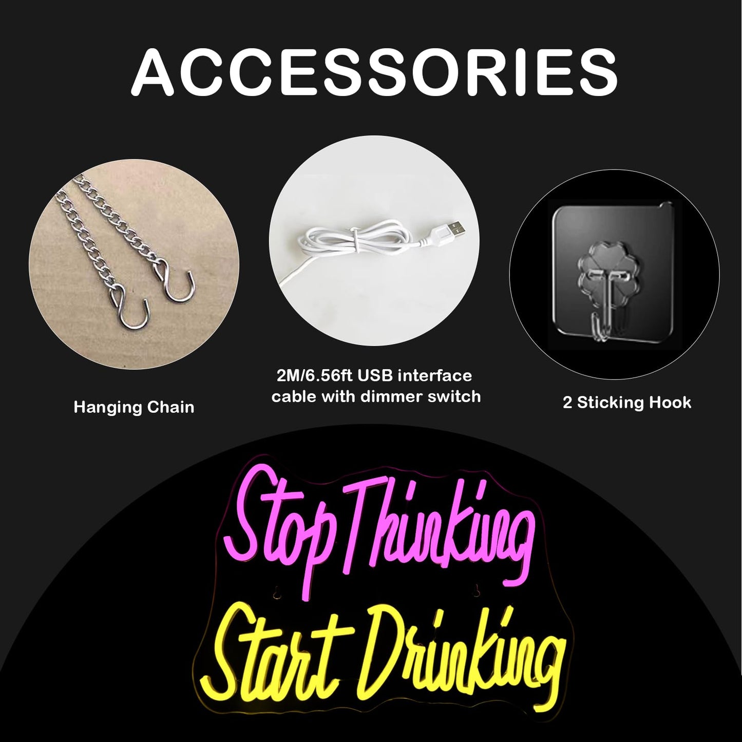 Wanxing LED Neon Sign - Dimmable Acrylic Wall Decor, 16.5inx11.8in, Colorful-Start Drinking