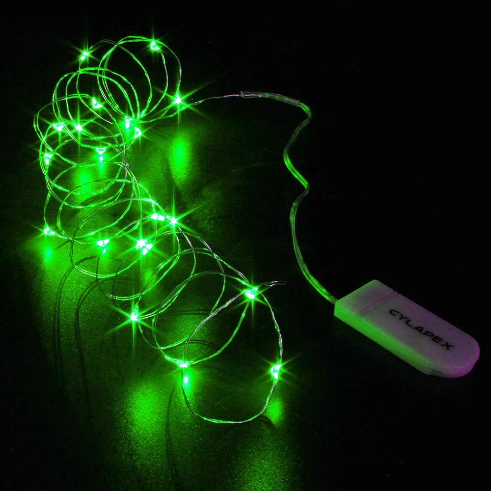 CYLAPEX 6 PCS Green Fairy Lights, Battery Operated Micro LED String Lights on 3.3ft Copper Wire for Christmas Wedding Party Decor