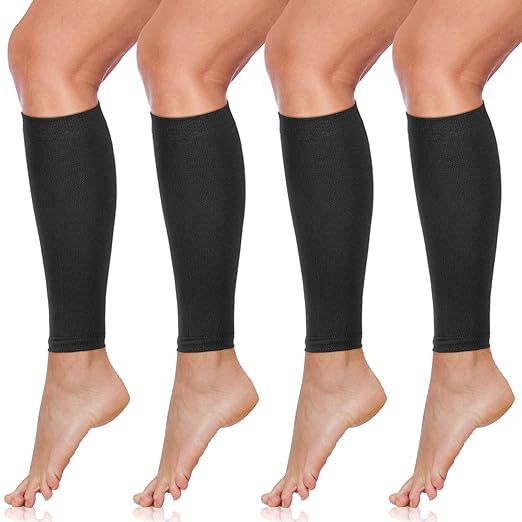 SATINIOR 4 Pairs Calf Compression Sleeve Leg Compression Sock Calf and Shin Support Relieve Calf Pain for Men Women Runnin...