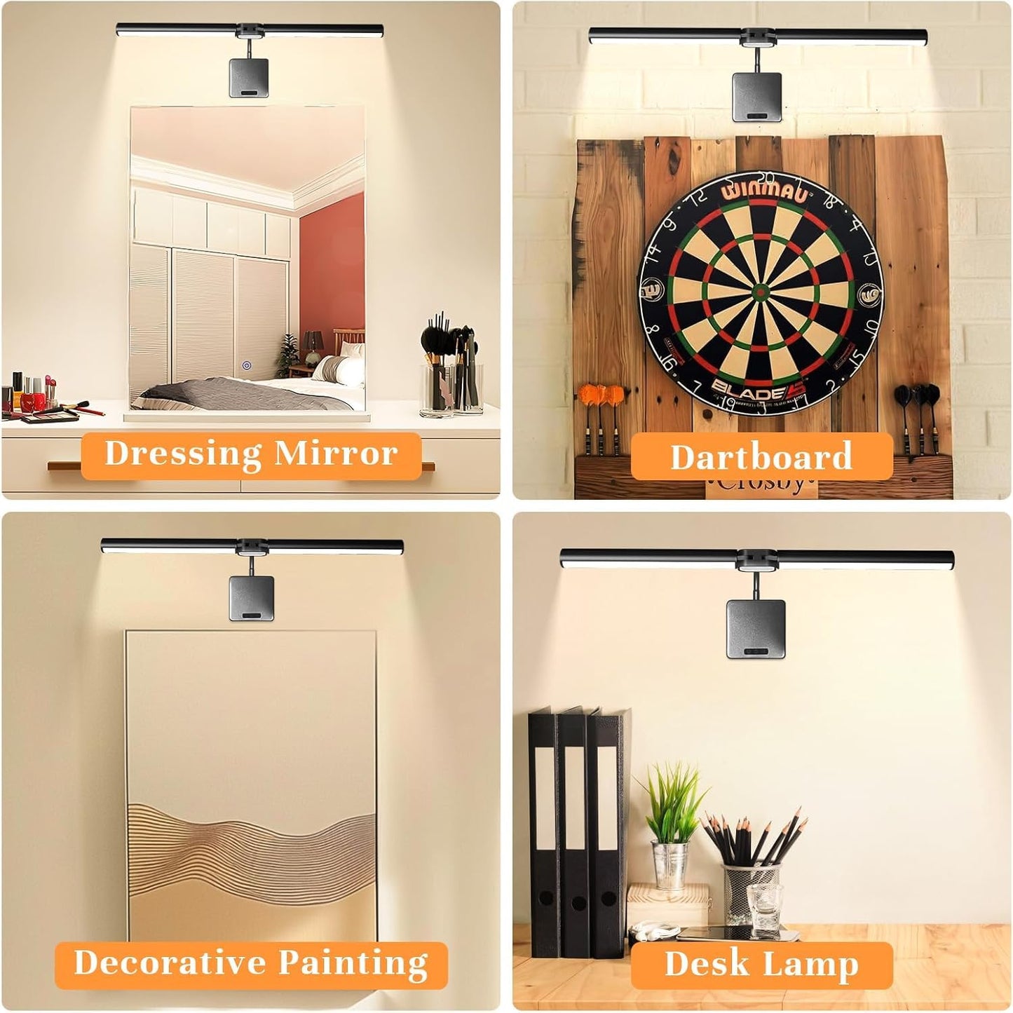 cotaros Metal Picture Light 26in Wireless Dimmable Art Lighting Black, Model AA-1 with Remote and Timer for Wall Decor