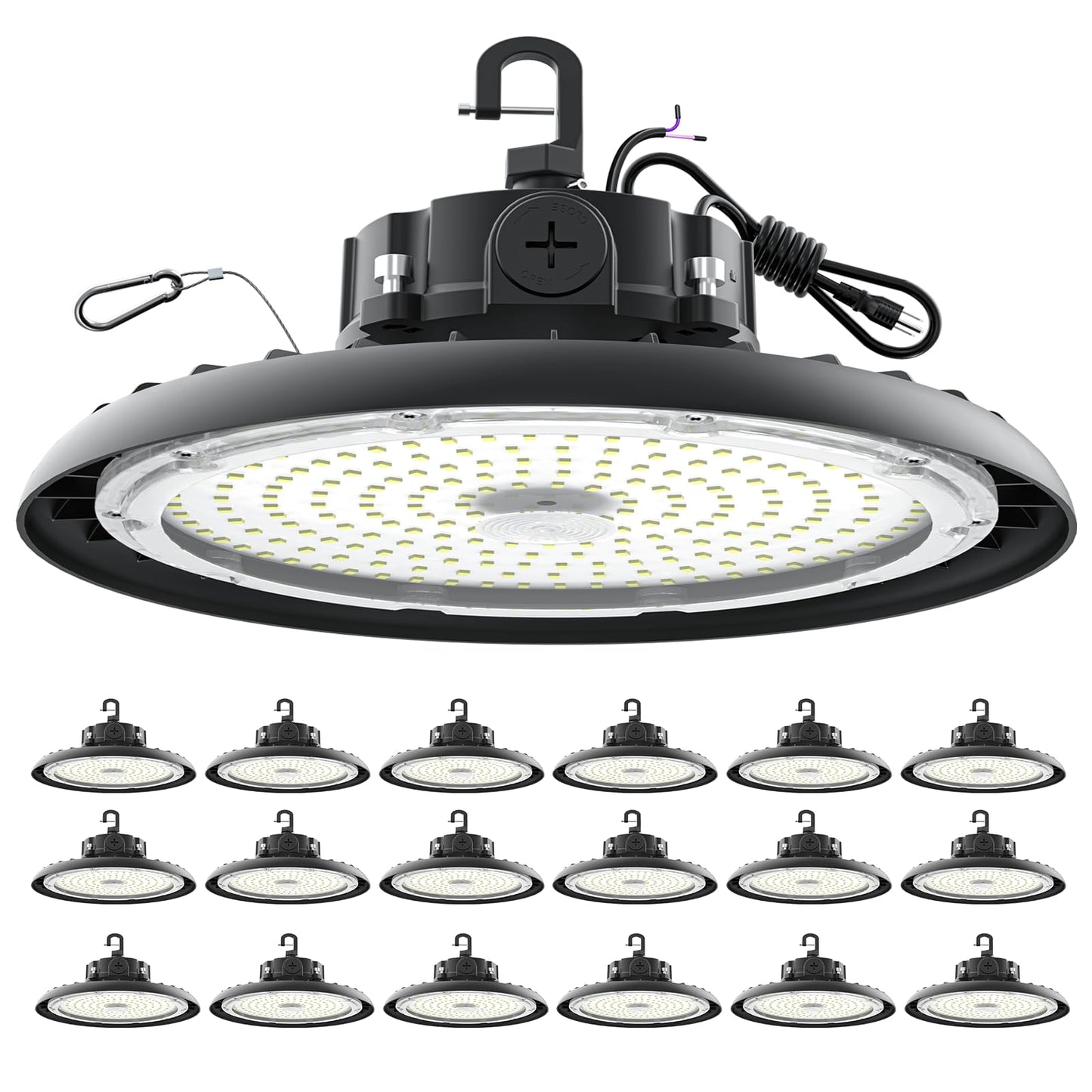Led High Bay Lights 180W Ufo Shop Lights 32400 Lm 6000K Ip65 Commercial Bay Lighting Fixture 5Ft Cable Plug & Play For Warehouse Factory Garage Workshop Barn 18 Pack