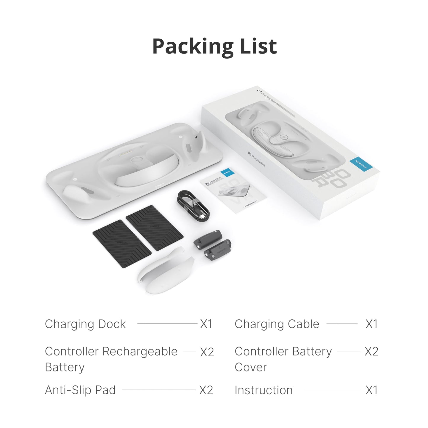 BOBOVR D3 Charging Dock, Wireless Charging for Controller, B100 Fast Charging,Compatible with Quest 3