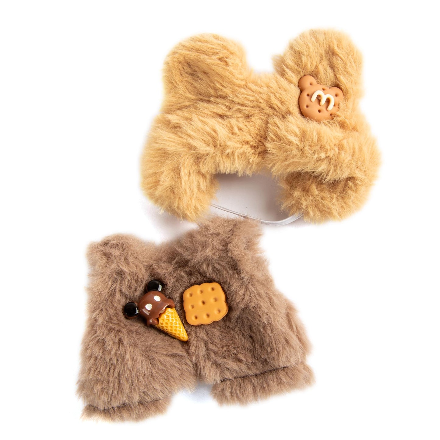 Plush Doll Clothes for Labubu - Cute Animal 17cm Doll Clothing, Premium Doll Accessories Clothes for Collectors or Display - Kawaii Sandwich Cookie Bear Costume (No Dolls)