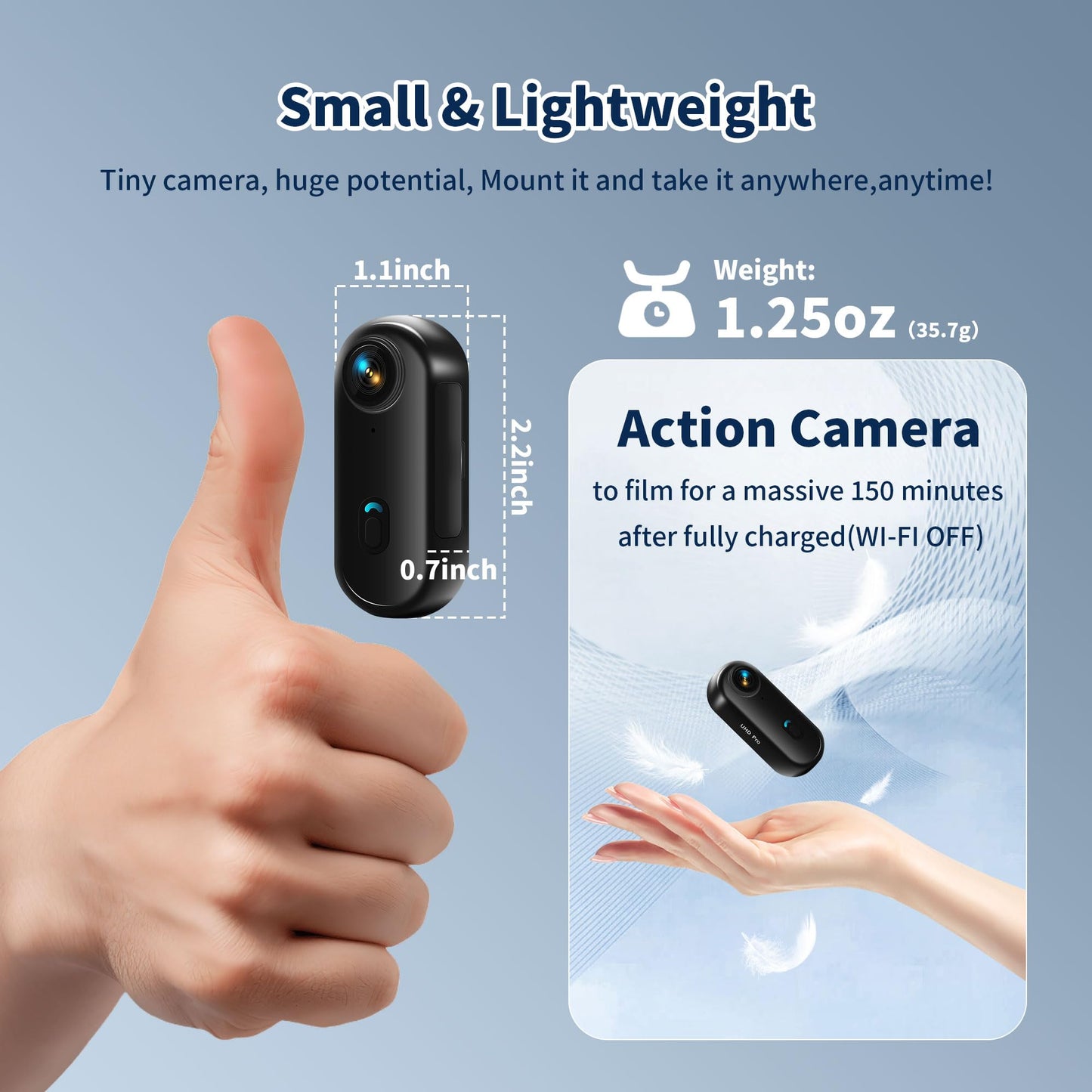 4K Mini Body Camera, Wearable Action Body Cam, Sports Action Camera,Thumb Size Hands-Free Recording Body Worn Camera, Premium Po