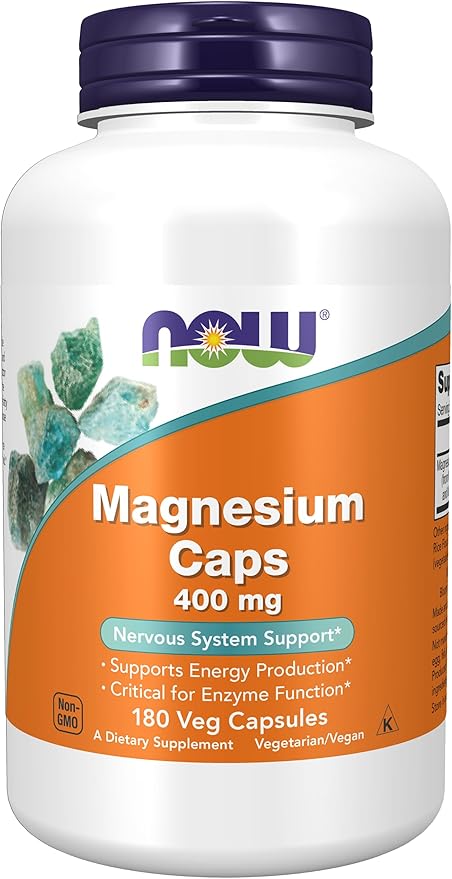 NOW Supplements, Vitamin C-1,000 with Rose HIPS, Sustained Release, Antioxidant Protection*, 250 Tablets & Supplements, Magnesium 400 mg, Enzyme Function*, Nervous System Support*, 180 Veg Capsules