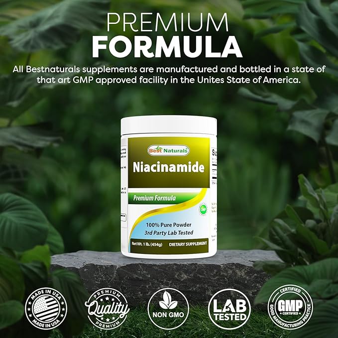 Best Naturals Niacinamide (Vitamin B3) Pure Powder 1 Pound