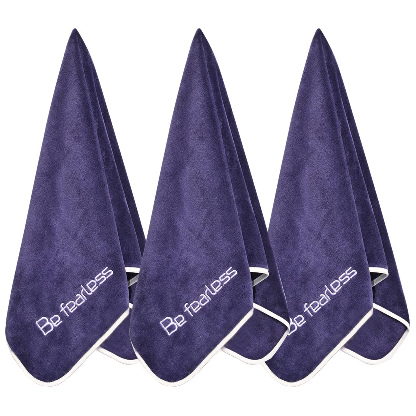 Wuwahold Microfiber Gym Towels Bigger Size Super Soft for Exercise Fitness, Sports, Workout, 380-GSM 15-Inch x 31-Inch Quick-Drying Towels (3 Pack, Navy Blue)