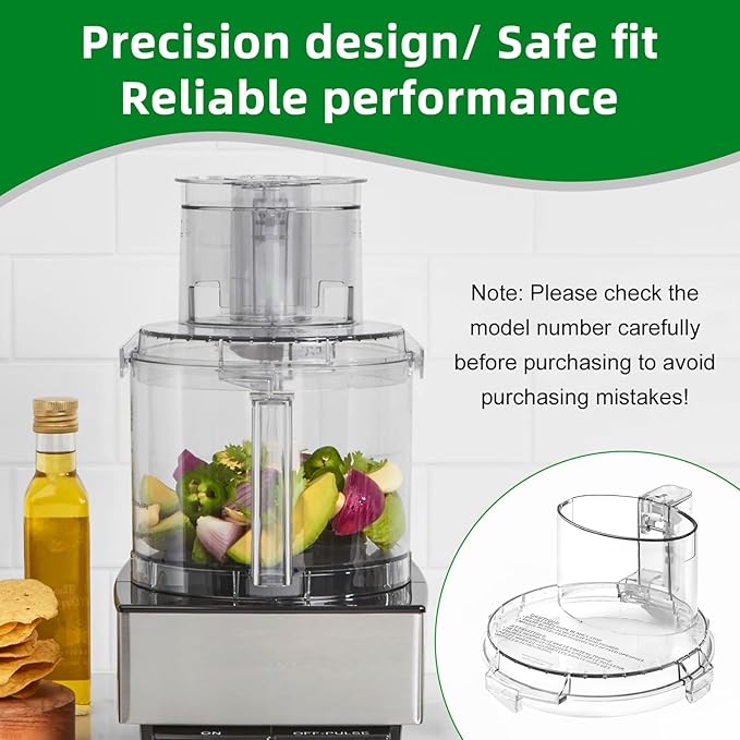 4 Locking Knob DFP-14NWBCT1 Food Processor Replacement Bowl Lid, Compatible with Cuisinart Food Processor DLC-005AGTXT1 Bowl, Suitable for Model DFP-14 (4.45 * 7.6in)