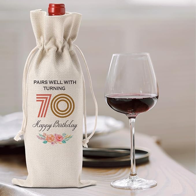Funny 70th Birthday Gifts for Women Men Wine Bag, Happy Anniversary 70th birthday Party Decorations for Women Men Wine Bags, Birthday Gifts for 70 Year Old Woman Wine Bottle Bag