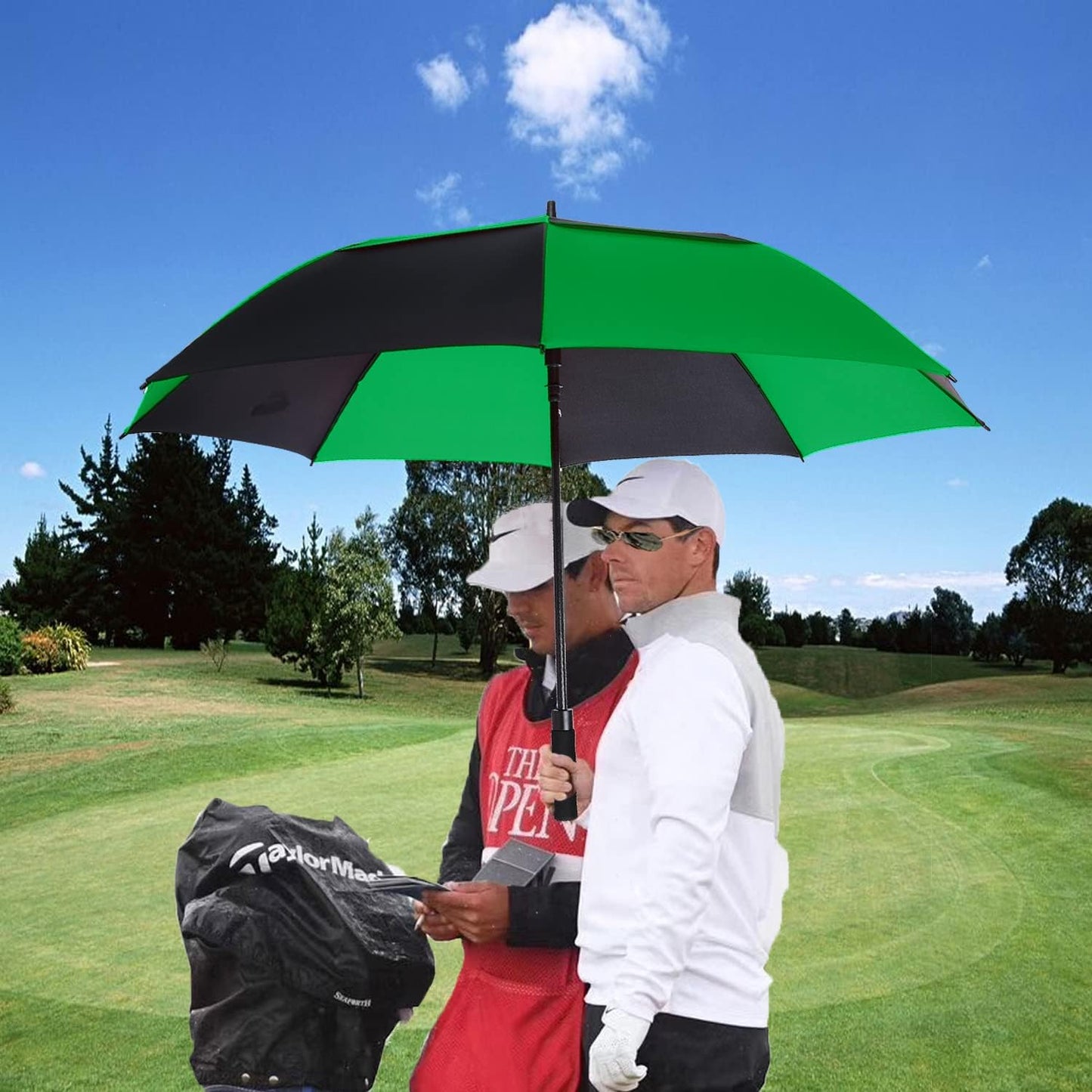 MRTLLOA Extra Large Golf Umbrella, 54/62/68/72 Inch Automatic Open, Oversize Double Canopy Vented Windproof Waterproof Sports Umbrellas for Rain