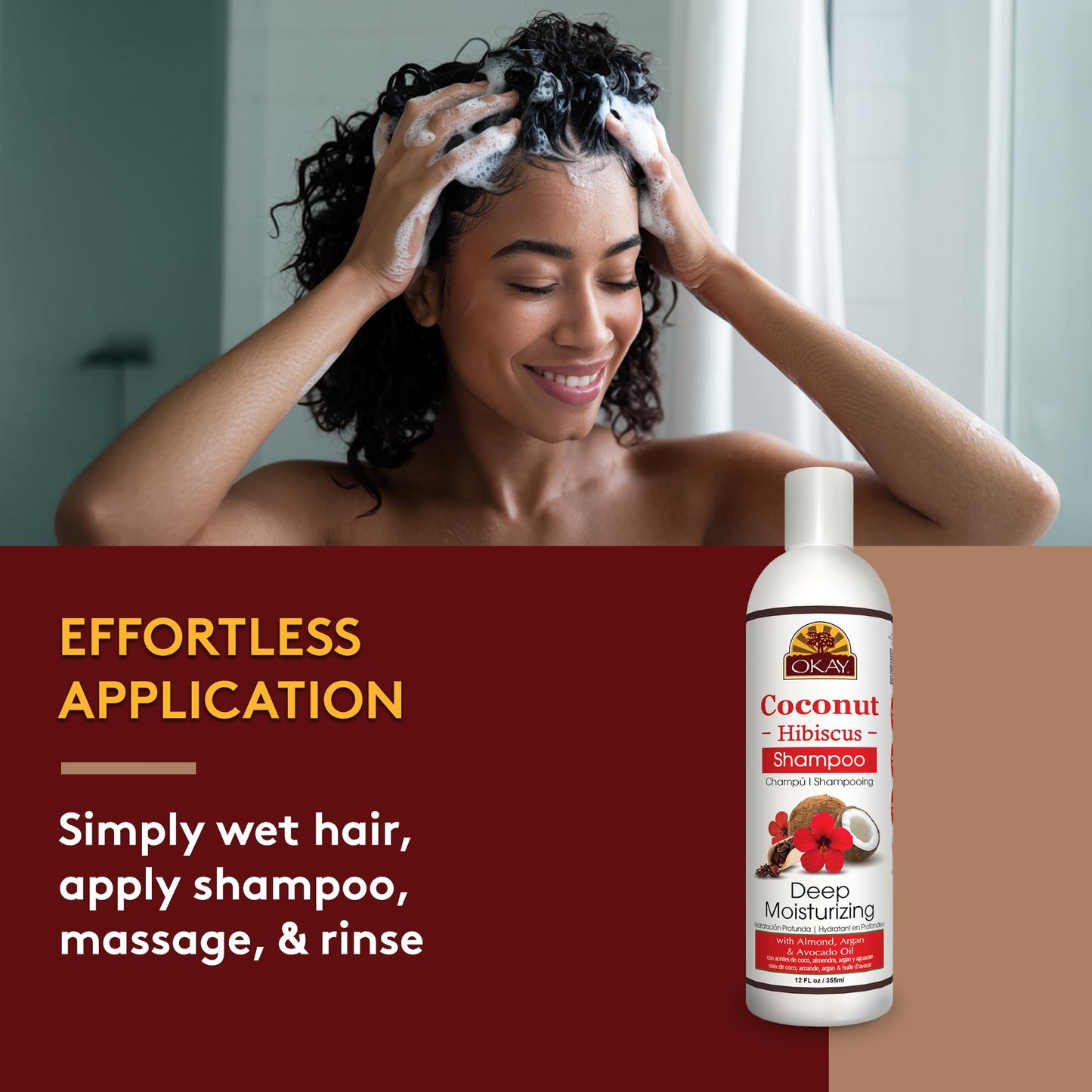 OKAY | Coconut Hibiscus Shampoo | For All Hair Types & Textures | Restore, Rehydrate, Strengthen Hair | With Almond, Argan & Avo