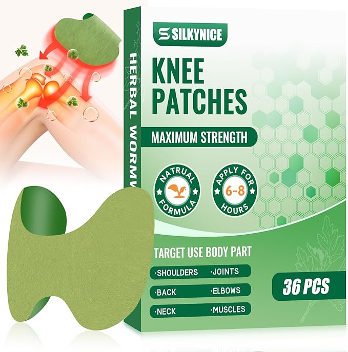 SILKYNICE Knee Patches, 36 Count Knee Pain Relief Patch, Knee Joint Relief Patches, Herbal Knee Patches for Relief Heat Pa...