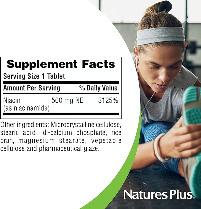 NaturesPlus Niacinamide - 500 mg, 90 Tablets - High Potency Vitamin B3 Supplement - Vegetarian, Gluten Free - 90 Servings