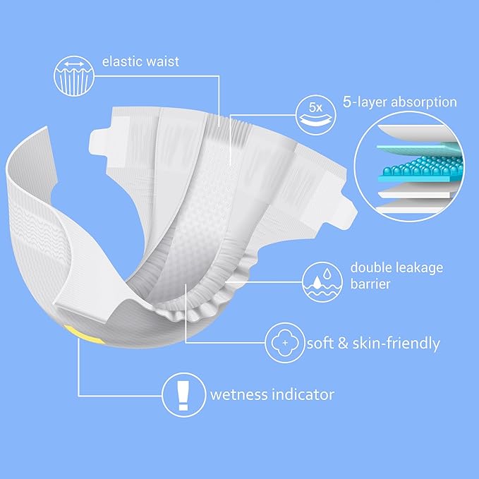 OHLALA Size 1 Baby Diapers | Ultra-Thin Overnight Protection 0-3 Months | 12-Hour Leakproof & Hypoallergenic (68 Count) | Eco-Friendly, Fragrance-Free Newborn Diapers