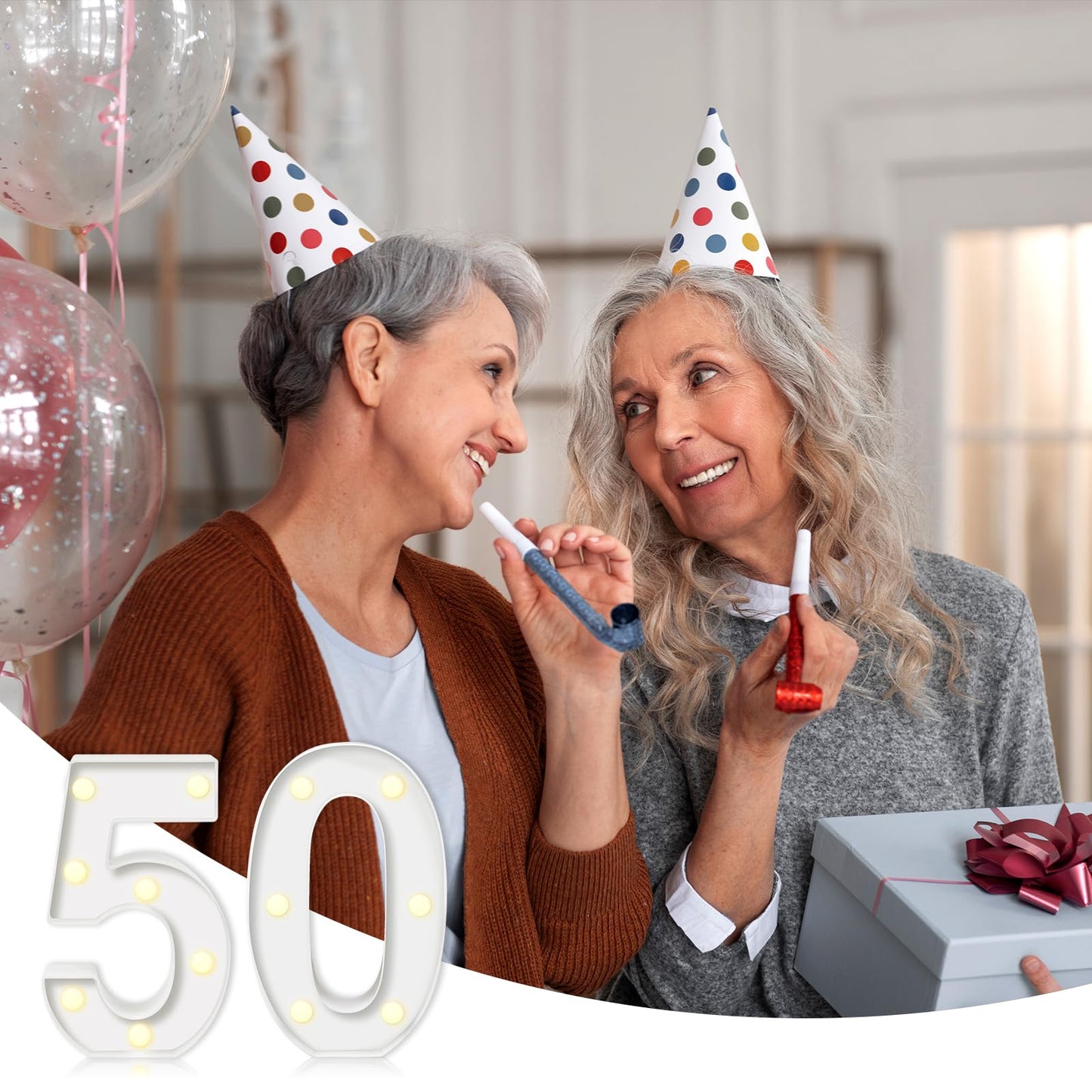 8.7In 50Th Birthday Decorations Gifts For Her Him  Light Up Numbers Decorative Sign For 50Th Birthday Wedding Work Anniversary Backdrop Table Wall Decor(White)