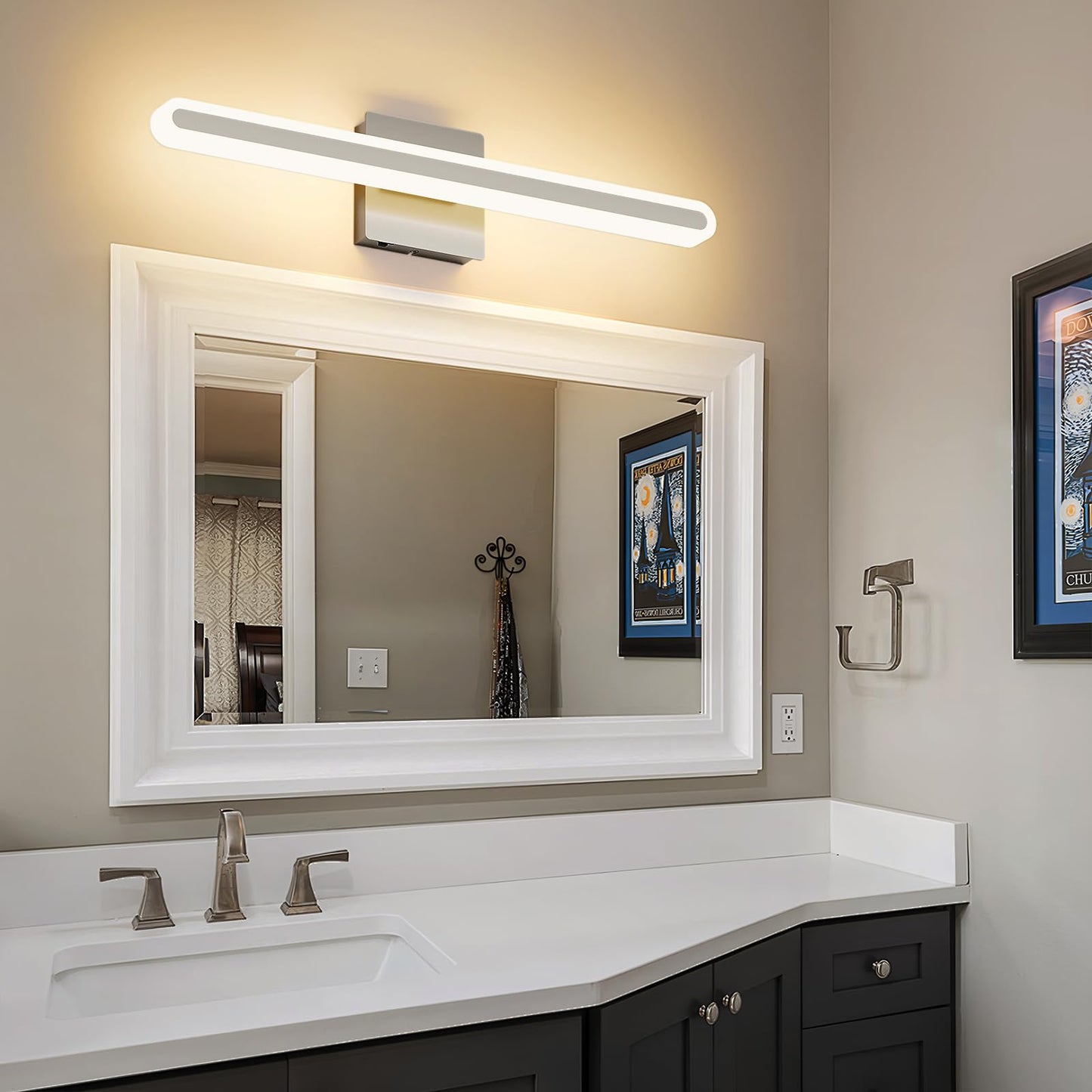 Joosenhouse Brushed Nickel Vanity Lights For Bathroom  5Cct Dimmable Vanity Light Bar  Above Mirror Makeup Mirror Light  Modern Bathroom Lighting Fixtures 23.6 Inch 20W