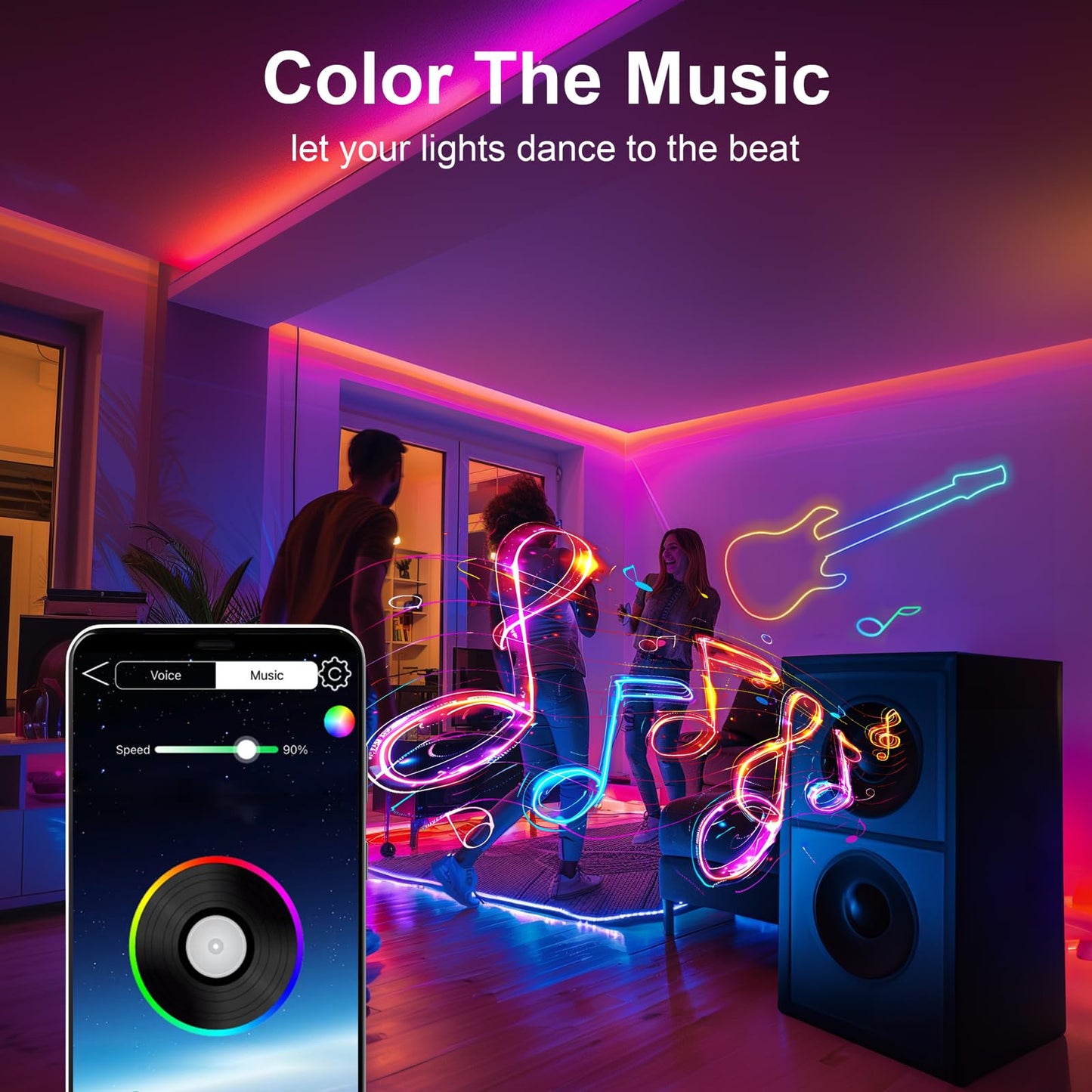 Lucienstar 16.4Ft Rgb Neon Rope Lights, Waterproof Led Strip, App/Remote Control, Music Sync, Flexible Silicone For Outdoor/Indoor Decor