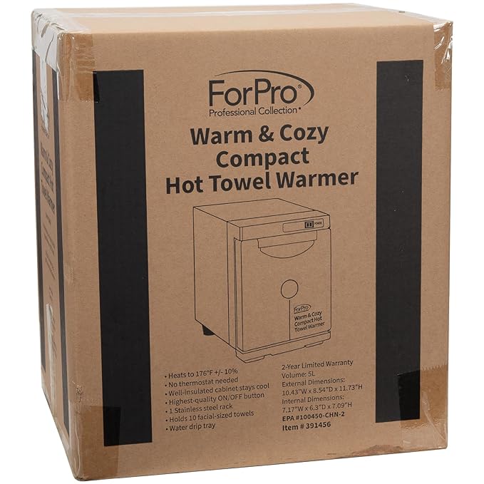 ForPro Warm & Cozy Hot Towel Warmer, Compact 5L Capacity Cabinet, Stainless Steel Rack, White