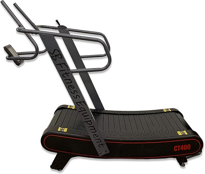 SB Fitness Equipment CT400 Self Generated Curved Commercial Exercise Workout Treadmill with 3 Resistance Levels and Front ...