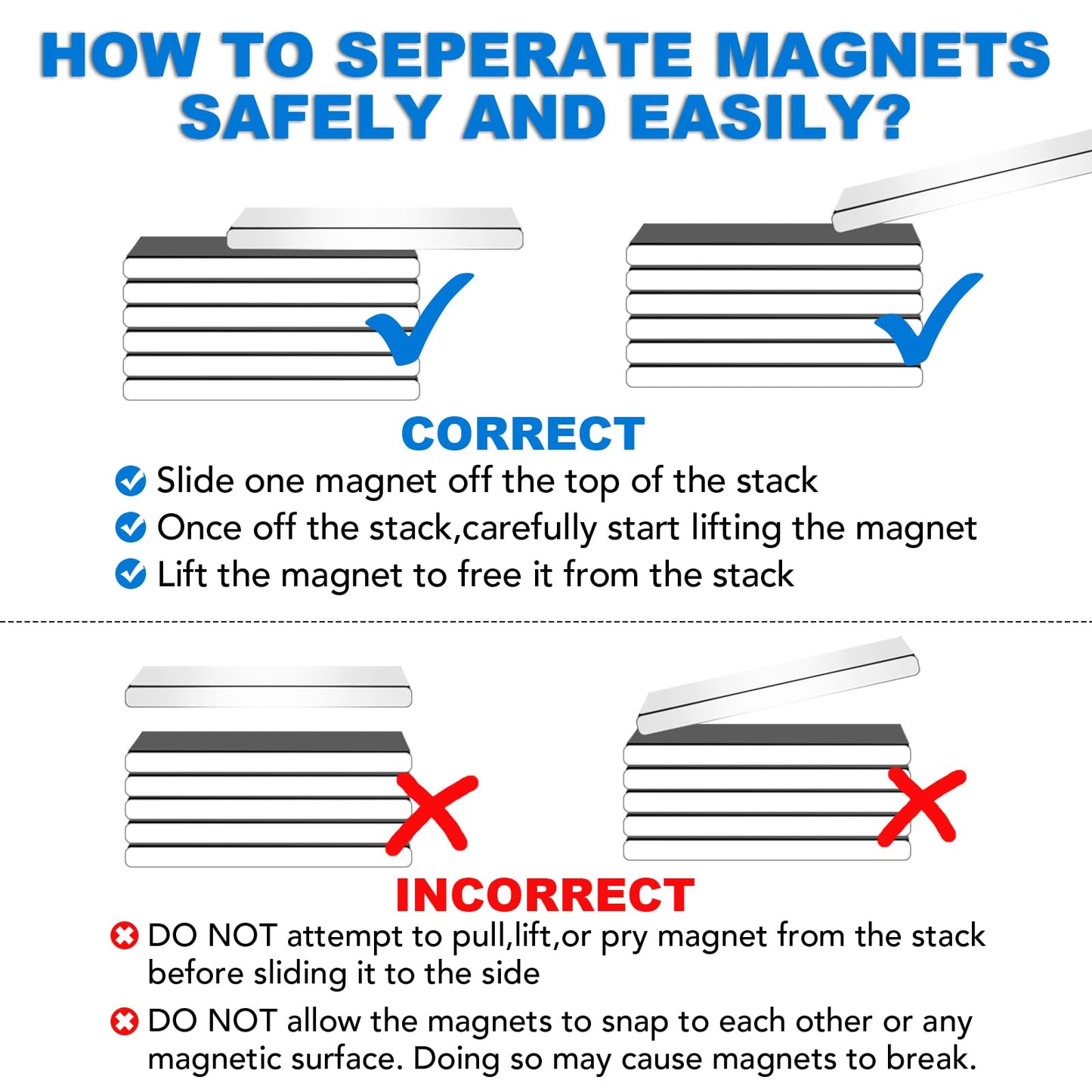 12 Pack Strong Neodymium Bar Magnets，Powerful Rare Earth Neodymium Magnets with Double-Sided Adhesive Perfect for Fridge, Garage, Kitchen, Craft, Office etc 60 x 10 x 3 mm