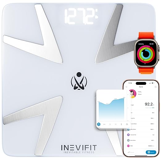 INEVIFIT Smart Body Fat Scale, Highly Accurate Bluetooth Digital Bathroom Body Composition Analyzer, Measures Weight, Body...