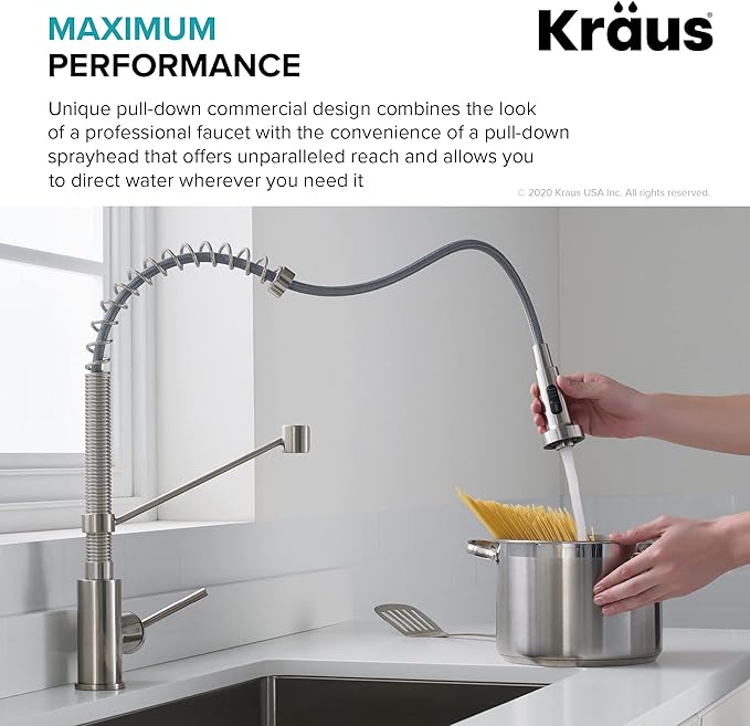 Kraus KPF-1610-KSD-53SFACB Bolden 18-Inch Commercial Kitchen Faucet with Soap Dispenser, Spot Free Antique Champagne Bronze