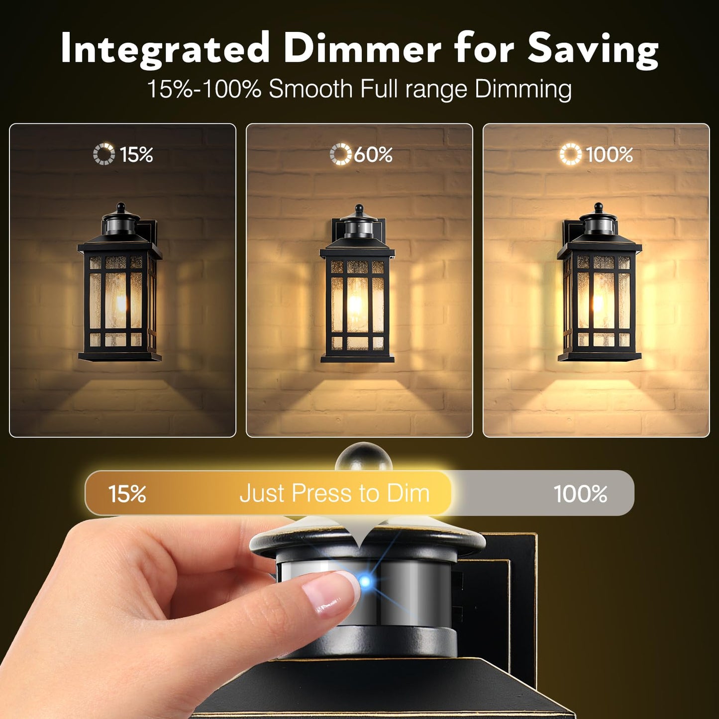 Distance-Adjustable Outdoor Lights For House  Modern Black Motion Sensor Outdoor Light With Gold Trim  Waterproof Dusk To Dawn Exterior Lighting Fixtures  Anti-Rust Outdoor Lanterns For Porch  Garage