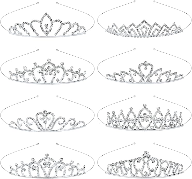 Lawie 8 Pack Birthday Tiaras for Girls, Rhinestone Crystal Princess Crowns, Silver Headbands Tiara, Party Dance Homecoming...