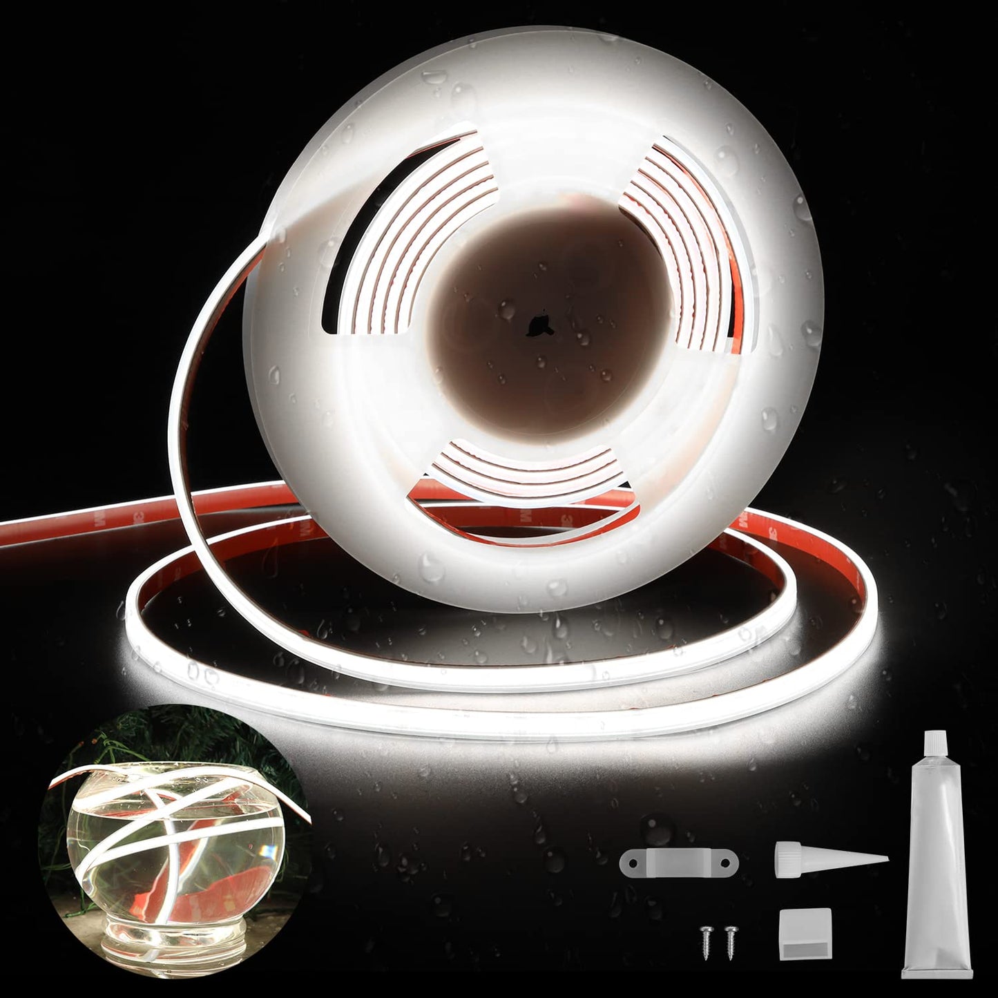 dephen Outdoor LED Tape Lights, 16.4ft, 6500K, 528 LEDs/m, IP67 Waterproof, Vinyl, Patio & Garden Lighting, No Adapter Included