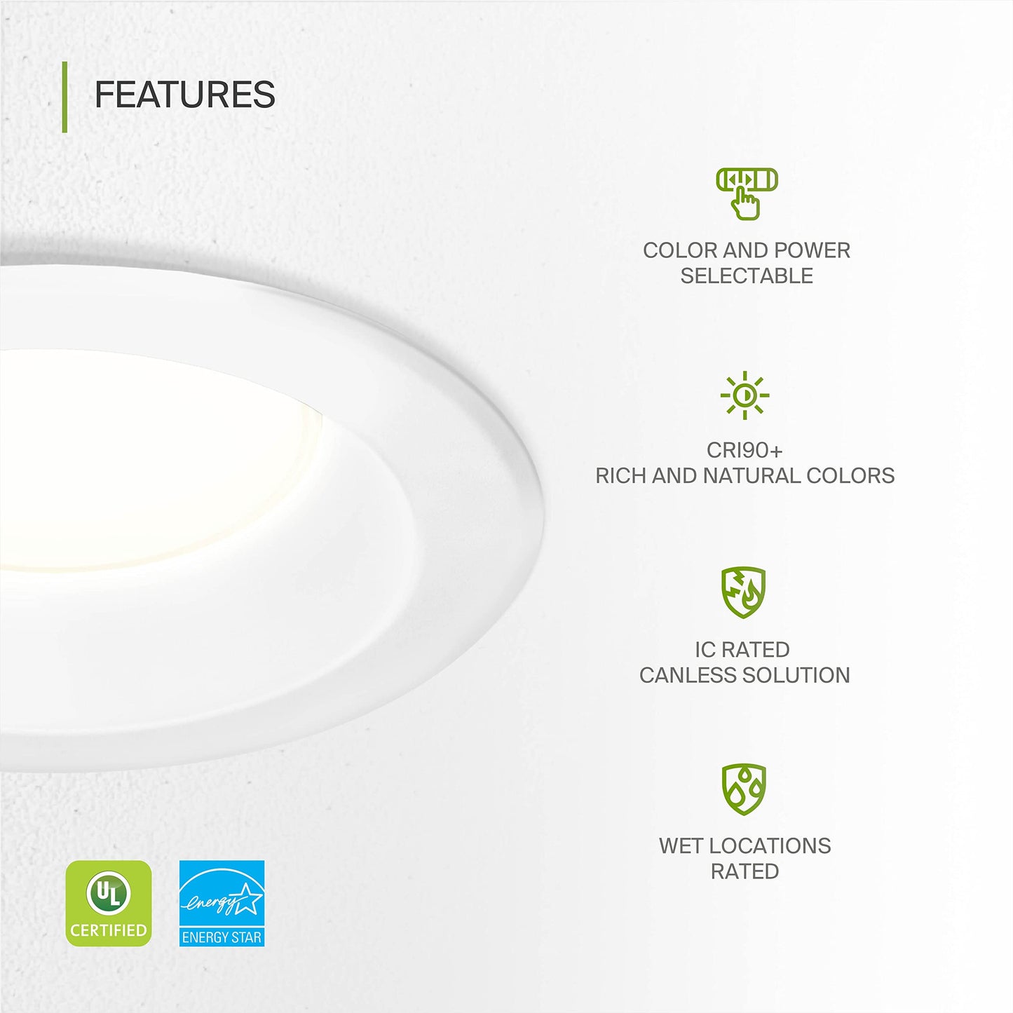 Asd 9/10 Inch Commercial Canless Led Downlight  Power Adjustable 20/30/40W Lighting  Round Dimmable Recessed Ceiling Light Fixture  5 Cct 2700K-5000K  120-277V Ic Rated Ul & Energy Star