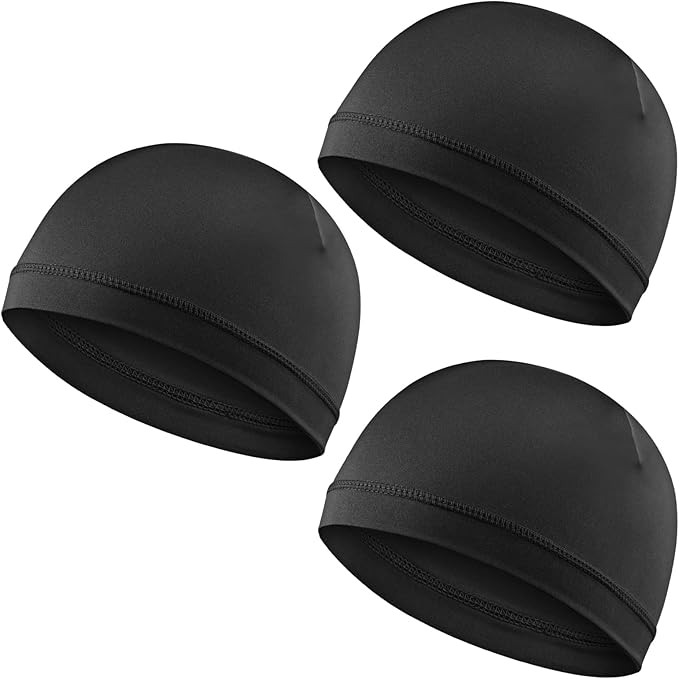 WY LIGHTING LEVEL 3Pcs Skull Caps Soft Lightweight Beanie Hats Moisture Wicking Stretchy Breathable Helmet Liner for Men