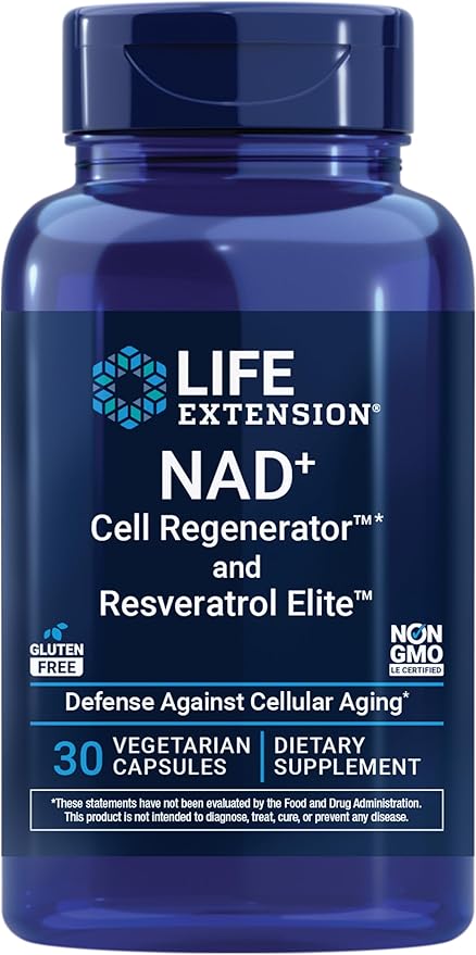 Life Extension NAD+ Cell Regenerator™ and Resveratrol Elite™*, nicotinamide riboside, Trans-resveratrol, quercetin, Fiseti...
