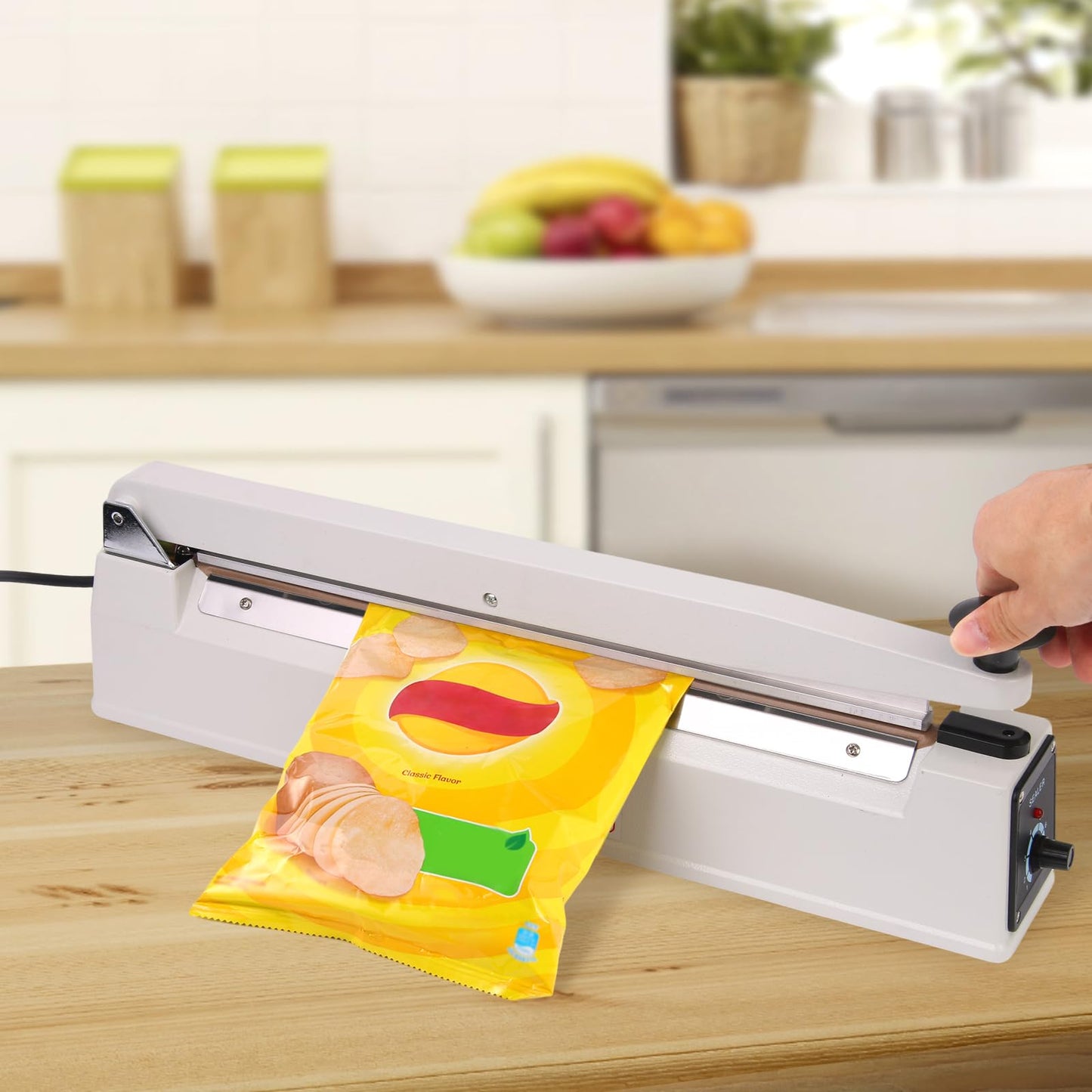 SYAMZZMS Commercial Impulse Sealer 16 Inch – Heavy Duty Manual Bag Sealer with Extended 3mm Seal Strip, for Plastic & Shrink Bags – Fast & Durable for Commercial Use