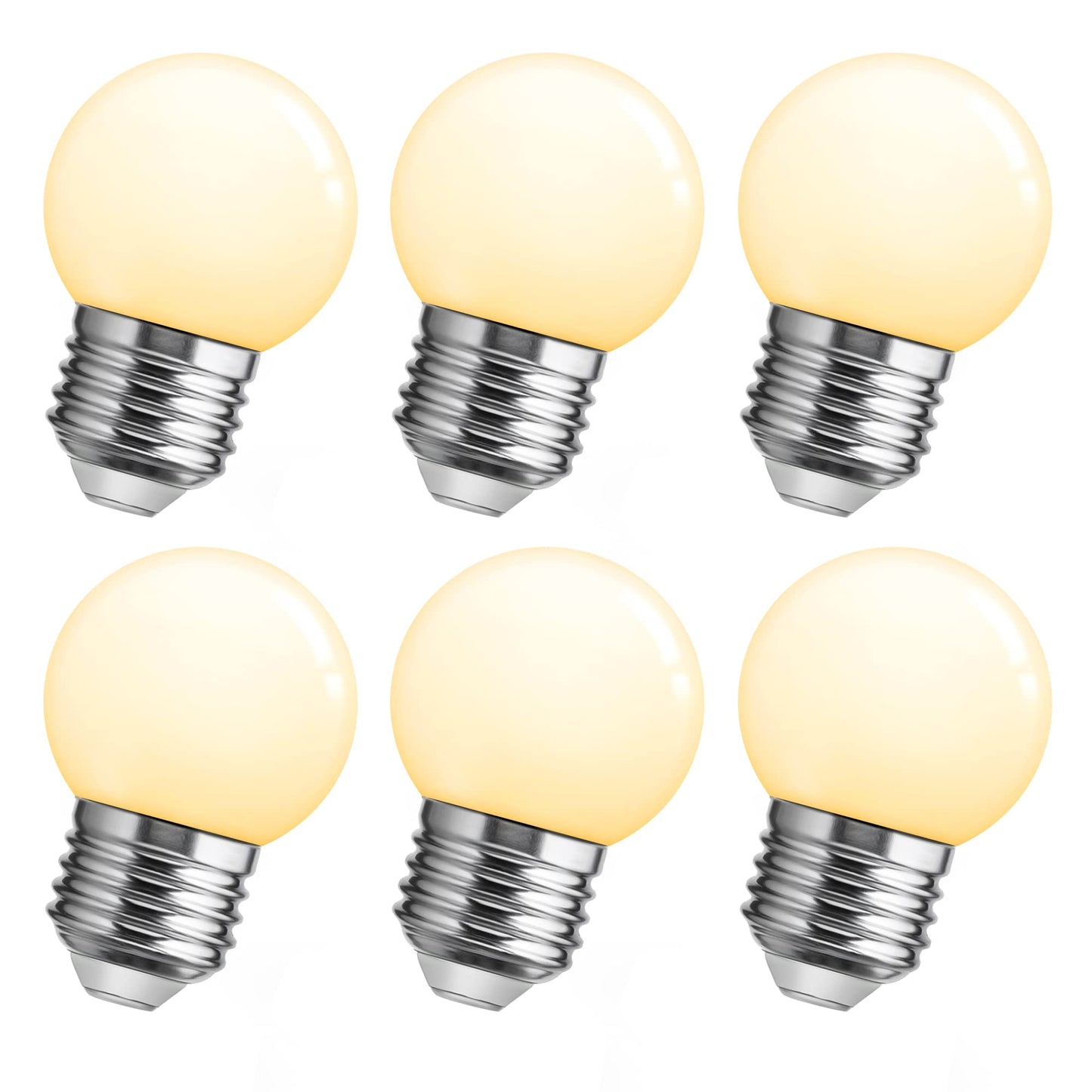 Flaspar G14 Led Globe Light Bulb, 1W Warm White 3000K, E26 Base, 15W Equivalent, 6 Pack