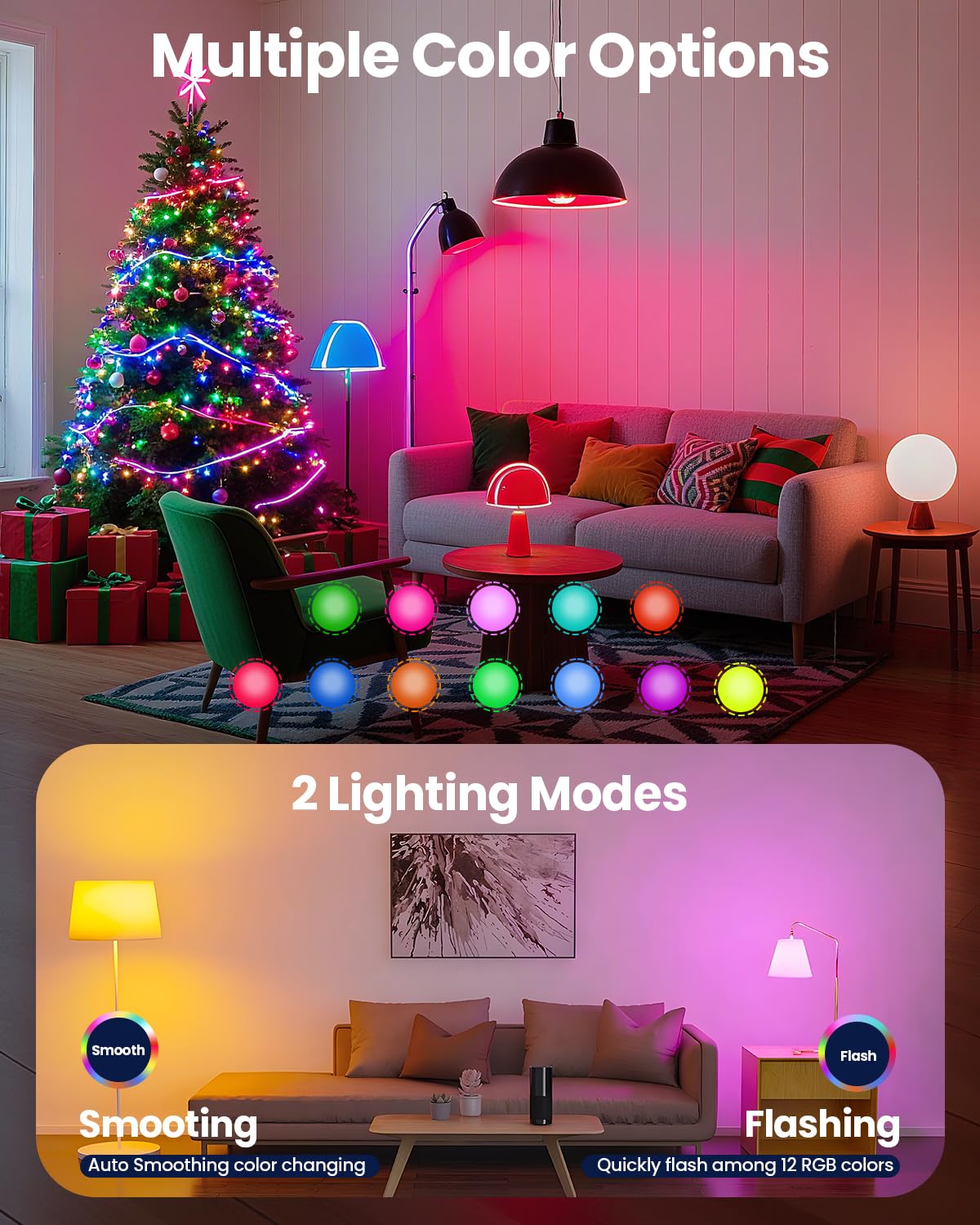 UNILAMP Rechargeable Light Bulbs with Remote, Battery Operated Bulb with 15 Colors & 3 Timer, 2000mAh E26/E12 Dimmable Magnetic Detachable Wireless LED Light Bulb for Non-Hardwired Fixture, 2 Pack