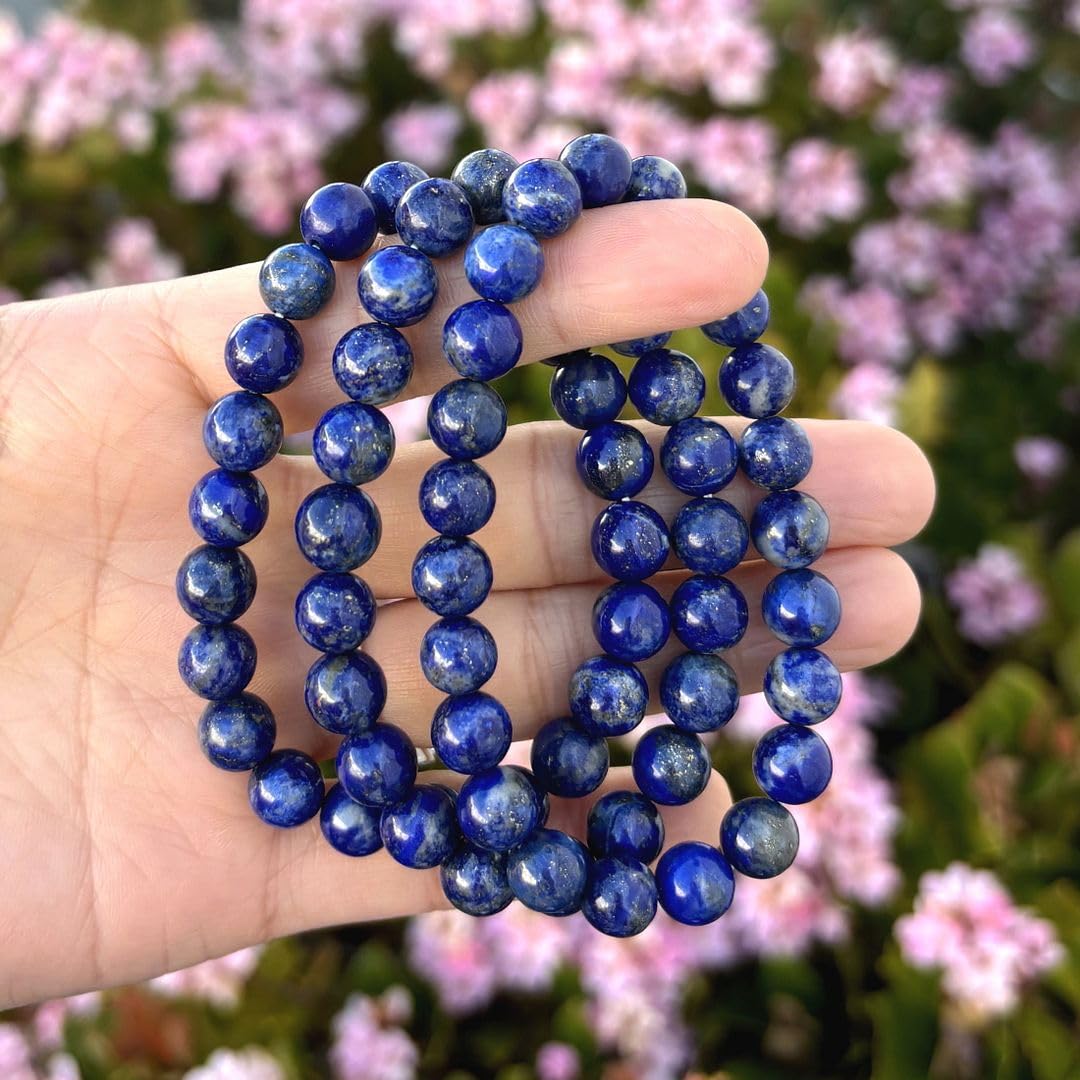 Adabele Real Natural Blue Lapis Lazuli Gemstone Beaded Bracelet 8.5 inch Stretch Chakra Healing Crystal Stone Jewelry Women Men