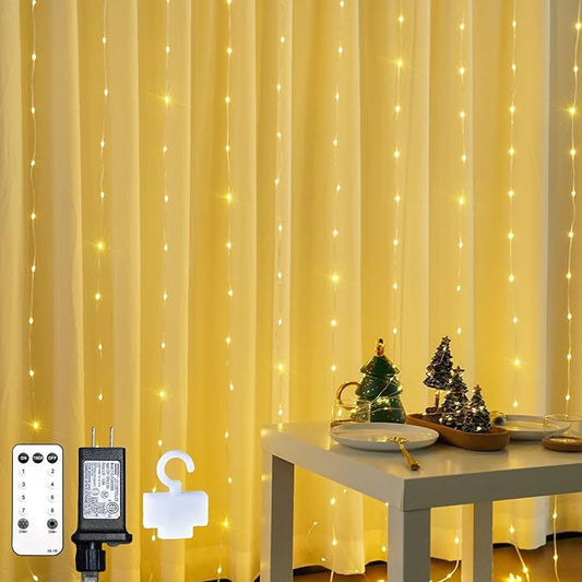 suddus Curtain Lights Upgrade Untangled Wires,200 LED Hanging Lights with Hook, Waterproof Window Lights for Christmas, Do...