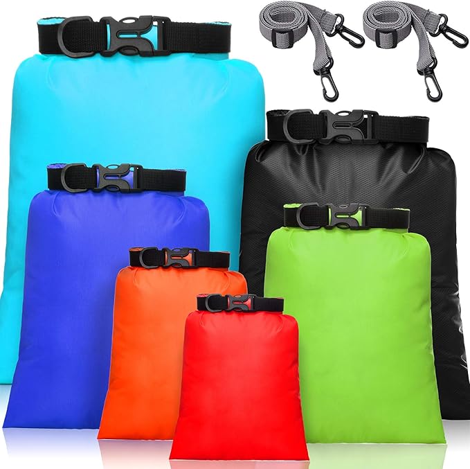 Shappy 6 Pcs Waterproof Dry Bag Set 6 Sizes Lightweight Sacks and Long Adjustable Shoulder Strap Outdoor Water Proof Keep Gear Dry Bag Stuff Sacks for Backpacking, Boating, Hiking, Camping (Colors)
