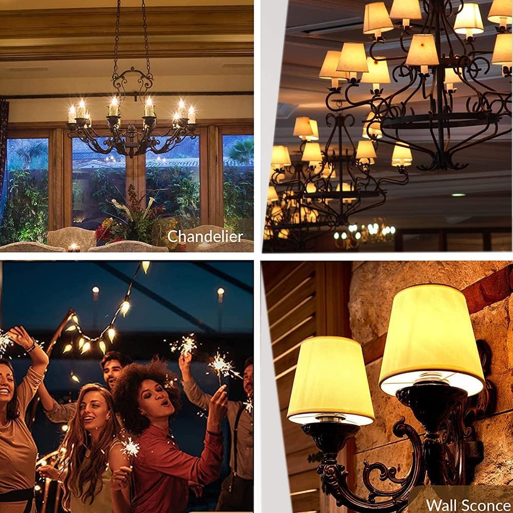 Sei  12Pc Candelabra Light Bulbs, 60W Clear E12 B10, Warm White 2700K, Dimmable, 600 Lumen, Glass