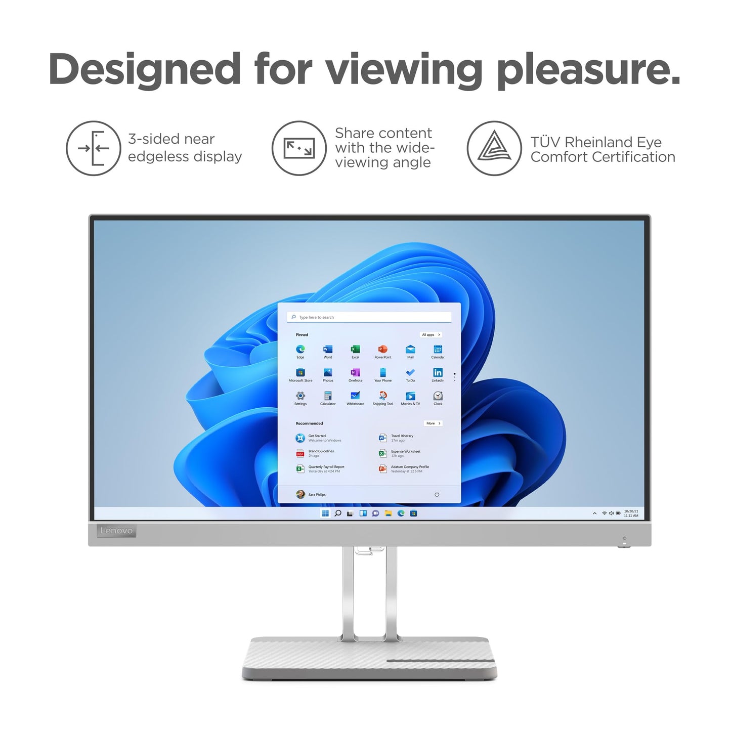 Lenovo L22E-40 Monitor, 21.45    Fullhd Resolution, 250 Nits Brightness, 75Hz Refresh Rate, Amd Freesync, Hdmi And Vga Ports, Ti